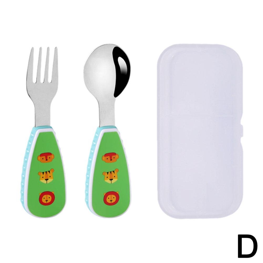 2Pcs Toddler Utensils Cute Toddler Feeding Spoon And Fork Set 304 Stainless Steel Cartoon Spoon And Fork Set