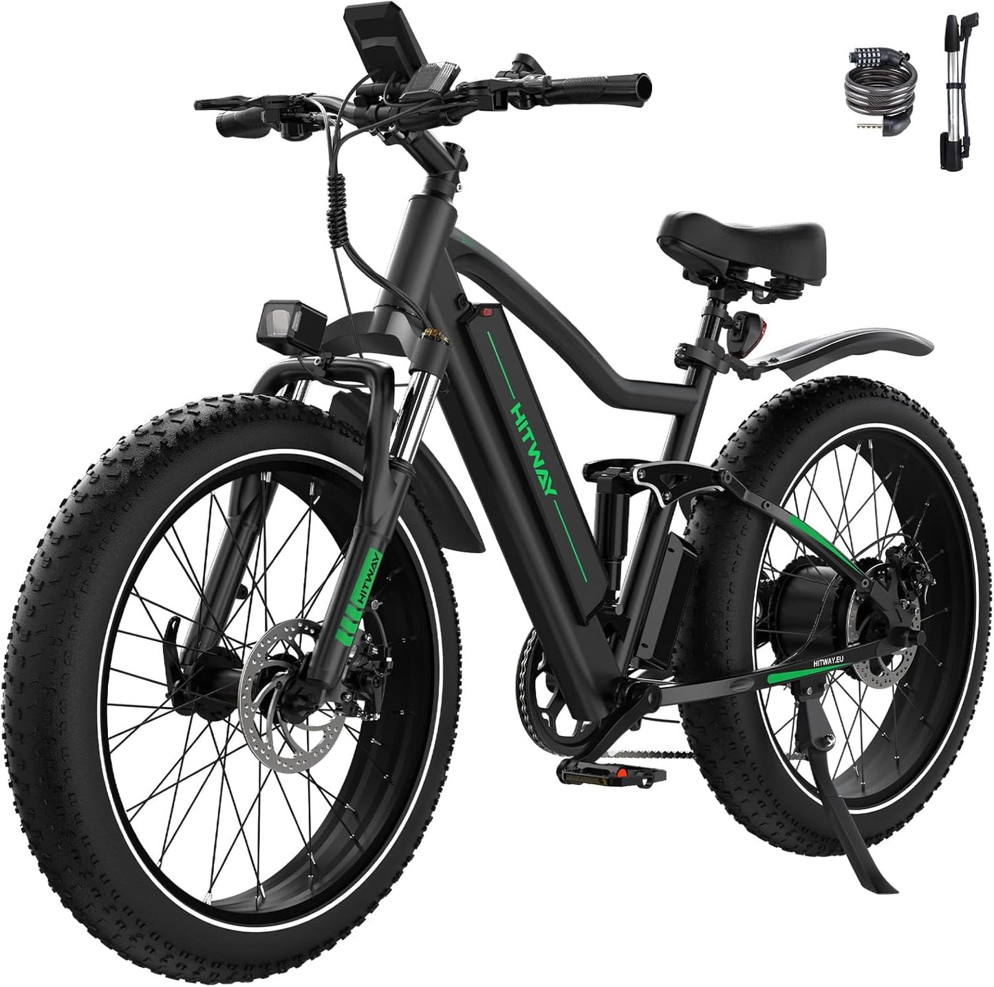 HITWAY 26" 4.0 Fat Tire Electric Bike,Electric Bicycle with 250Watt Moter 48V 15Ah Lithium Battery, 7 Speed Gear E Mountain Bike