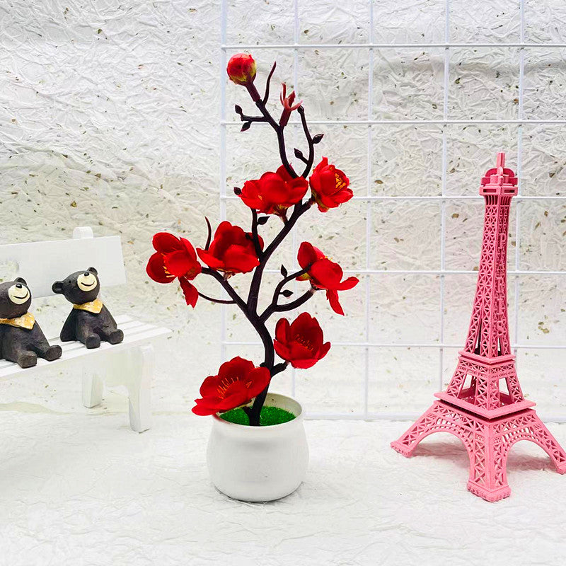 Artificial Bonsai – Small Potted Simulation Tree & Fake Flowers for Home Décor