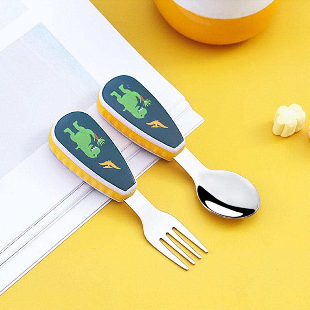 2Pcs Toddler Utensils Cute Toddler Feeding Spoon And Fork Set 304 Stainless Steel Cartoon Spoon And Fork Set