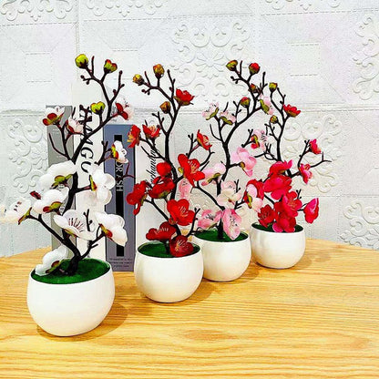 Artificial Bonsai – Small Potted Simulation Tree & Fake Flowers for Home Décor