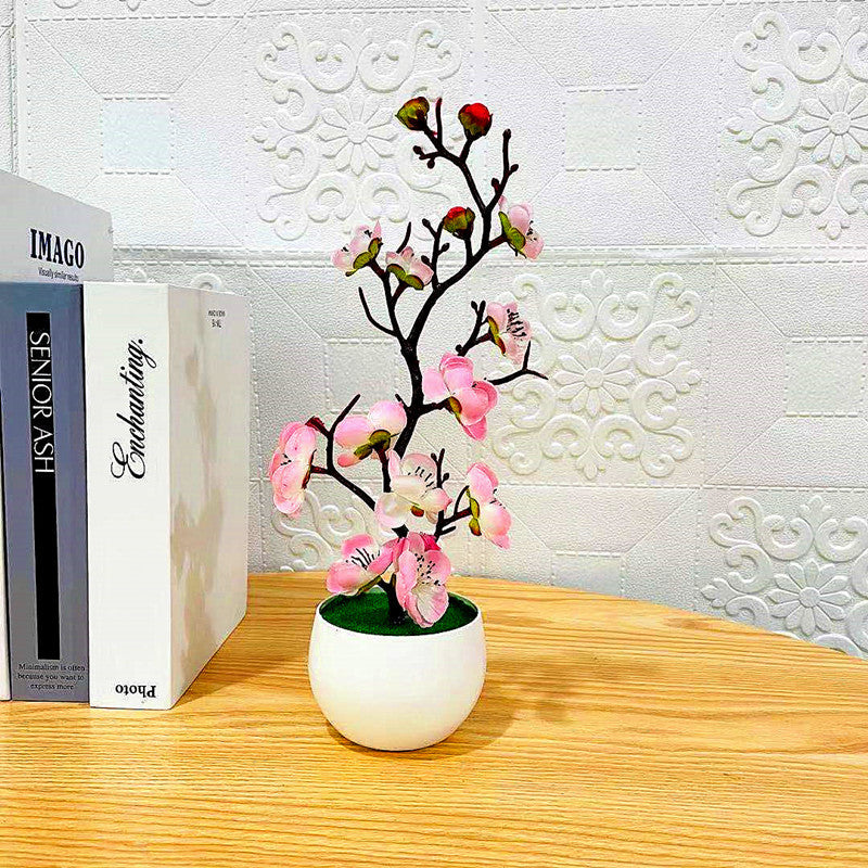 Artificial Bonsai – Small Potted Simulation Tree & Fake Flowers for Home Décor