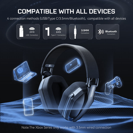 SuperEQ G19BT 2.4GHz Wireless Gaming Headphones Ultra-light Bluetooth 5.4 Headset Gamer with Mic for PC/PS5/Xbox By EKSA Choice