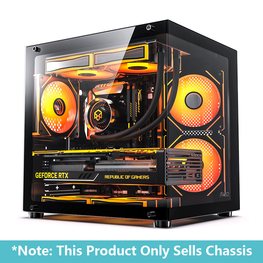 PADO YL M-ATX Gaming PC Case 270° Panoramic Sea View  Double Sided Tempered Glass No A-Pillar Design High-Performance Desktop Chassis