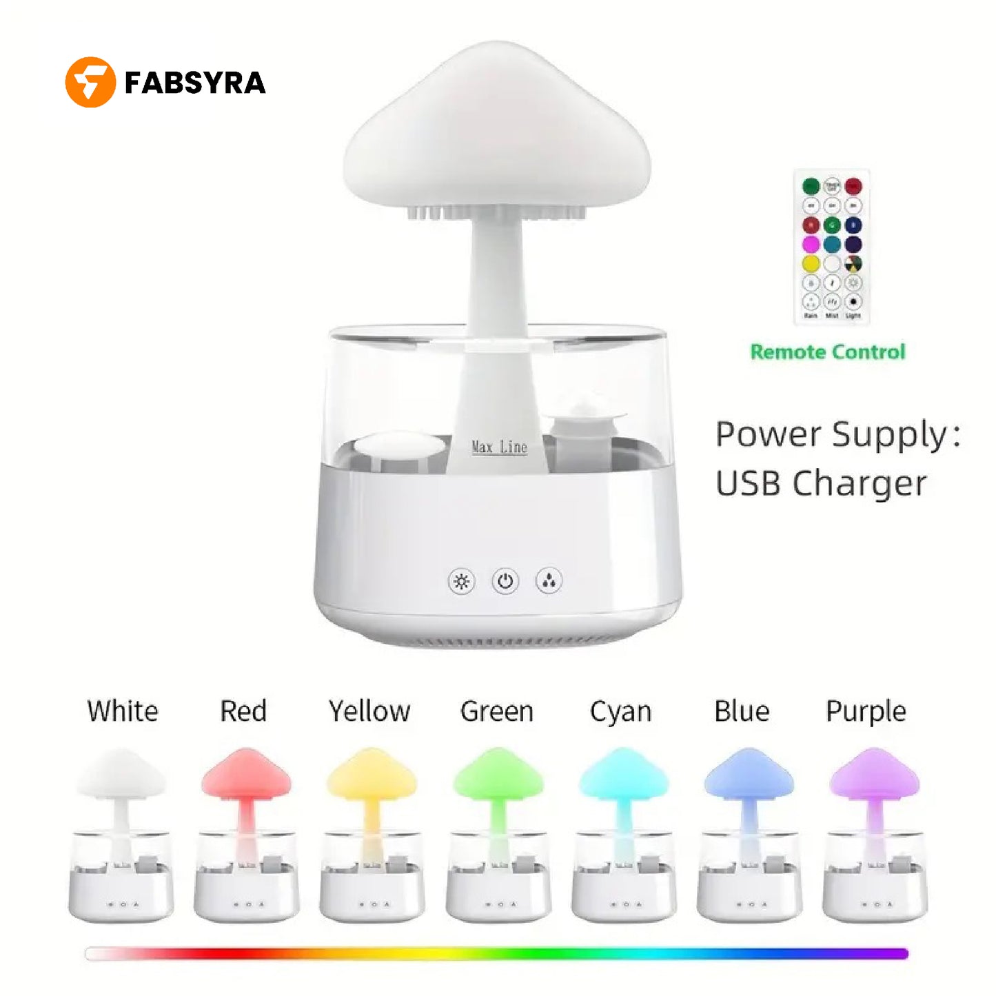 Rain Cloud Humidifier Mushroom Humidifier Cloud Diffuser with Adjustable LED Lights & Remote Control