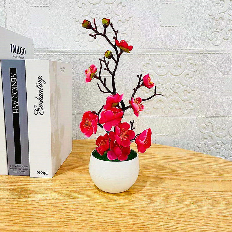 Artificial Bonsai – Small Potted Simulation Tree & Fake Flowers for Home Décor