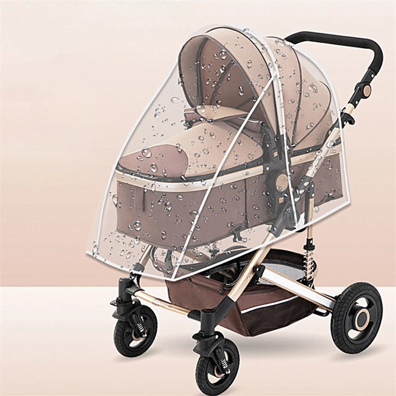 Universal Stroller Rain Cover – Transparent, Breathable, Weather & Sun Shield for Baby Car Trolley