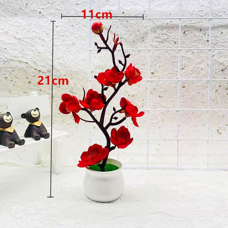 Artificial Bonsai – Small Potted Simulation Tree & Fake Flowers for Home Décor